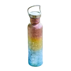 750 ml single-wall titanium water bottle with a rainbow gradient finish on a light background.
