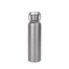 750 ml single-wall titanium water bottle with carry loop cap in silver matte finish on a light background.
