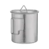 Pure titanium camp mug with lid and crystalline natural titanium finish