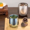 TiRoam colored double-wall titanium tea cups, lightweight pure titanium drinkware for tea, iced drinks, and daily use
