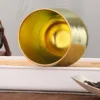 TiRoam gold double-wall titanium cup interior detail, pure titanium tumbler for tea, coffee, and cold drinks