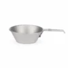 TiRoam pure titanium folding bowl with long foldable handle on a clean white background, lightweight camping bowl for backpacking, outdoor cooking, and trail meals.