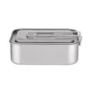 TiRoam pure titanium lunch box with lid and folding handle on a white background, lightweight rectangular titanium container for camping, backpacking, and outdoor meals.
