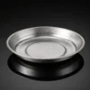 TiRoam pure titanium plate on a dark reflective background, lightweight metal dinner plate for camping, backpacking, outdoor dining, and everyday meals.