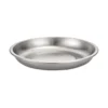 TiRoam pure titanium plate with shallow round design on a clean light background, lightweight and reusable dinnerware for camping, home dining, and outdoor meals.