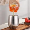 TiRoam silver pure titanium cup with beverage pouring, double-wall titanium tumbler for tea, juice, coffee, and everyday drinks