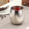 TiRoam silver pure titanium tumbler with tea, double-wall titanium cup for clean-tasting hot and cold drinks