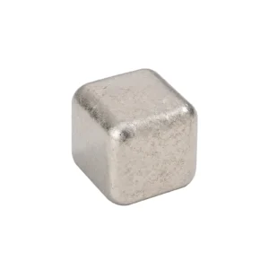 TiRoam single titanium whiskey stone on a white background, reusable metal ice cube for chilling whiskey, cocktails, and cold drinks without dilution.