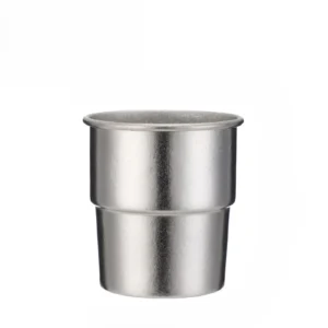 Classic natural titanium stackable cup on a white background