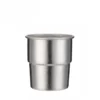 Single TiRoam stackable pure titanium cup in Crystalline Natural Titanium finish on a white background.