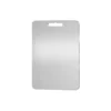 Large flat pure titanium cutting board with brushed surface, rounded corners, and built-in handle.