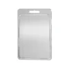 Pure titanium cutting board with raised juice groove, rounded corners, and built-in handle on a white background.
