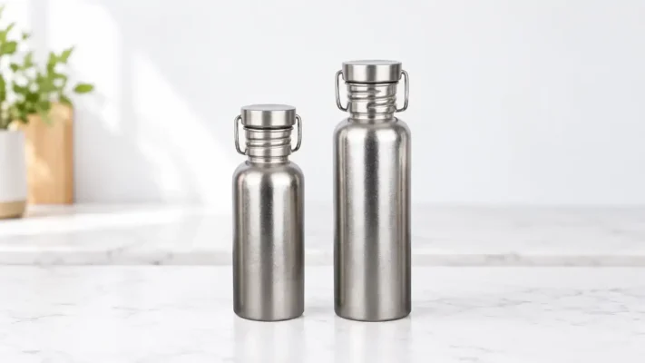 500 ml and 750 ml titanium water bottles compared by size