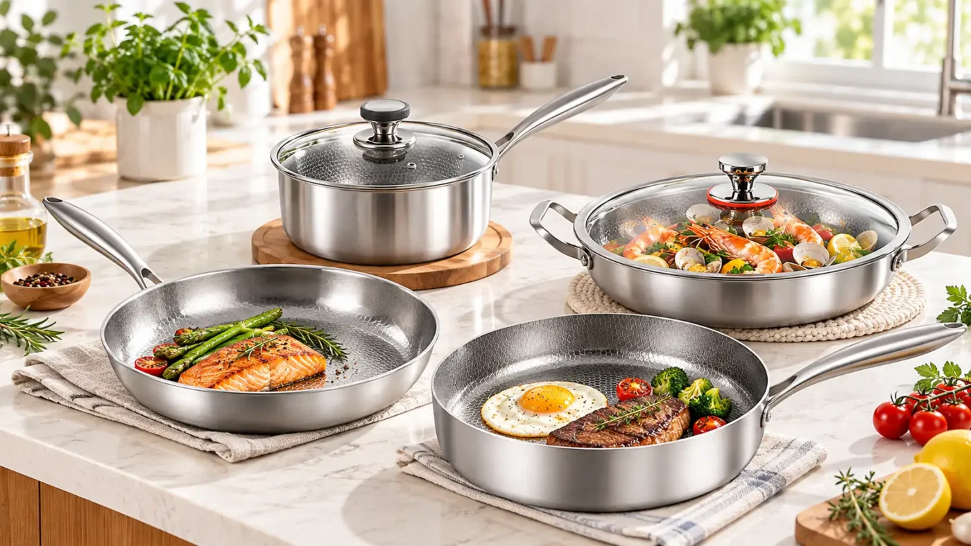 Different titanium cookware shapes for everyday cooking