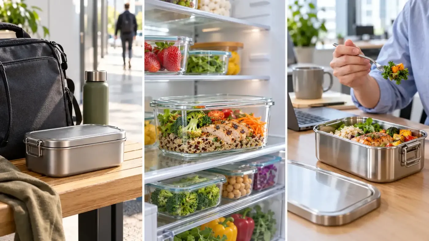 Different food container materials for commuting, home storage, and everyday lunches