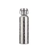 750 ml single-wall titanium hammered water bottle with carry loop cap in silver polished finish on a light background.