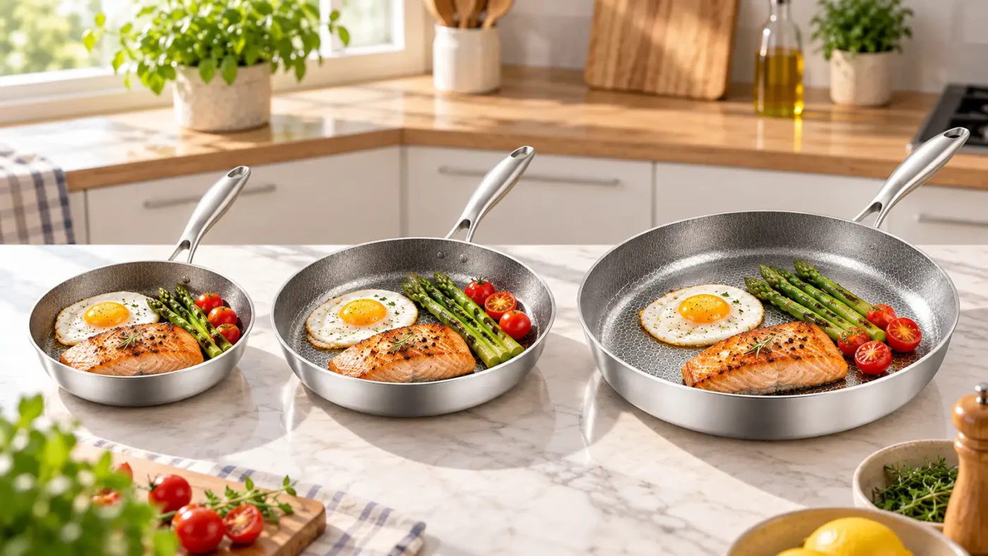Titanium frying pan size comparison for everyday portions